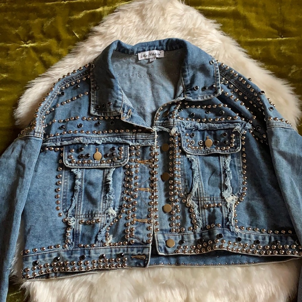 Studded Cropped Jean Jacket